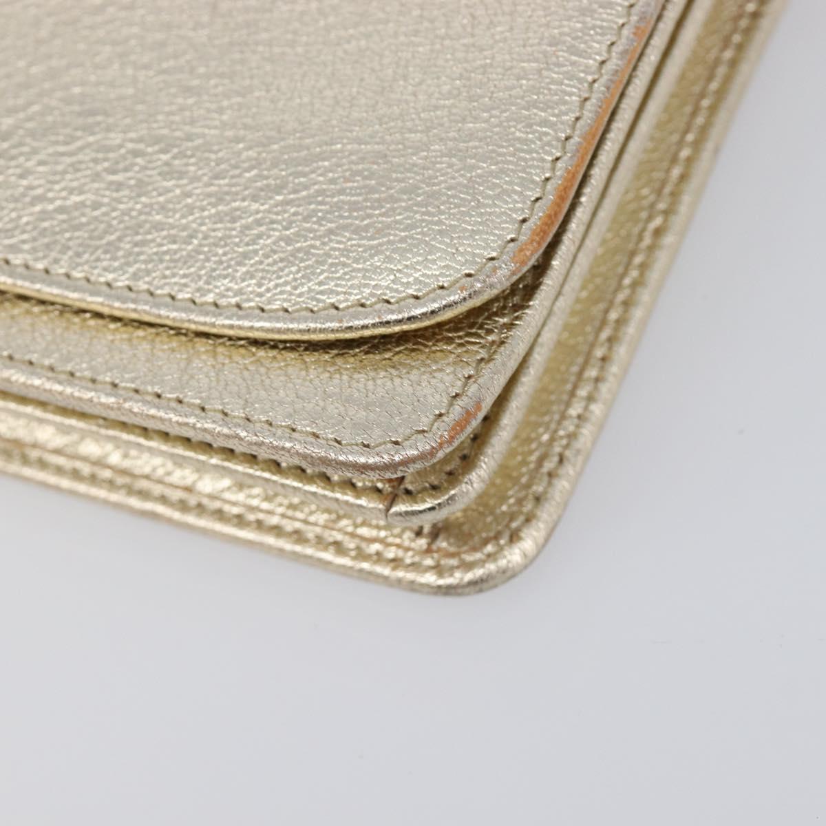 Miu Miu Chain Wallet Shoulder Bag Leather Gold Auth ka6046V