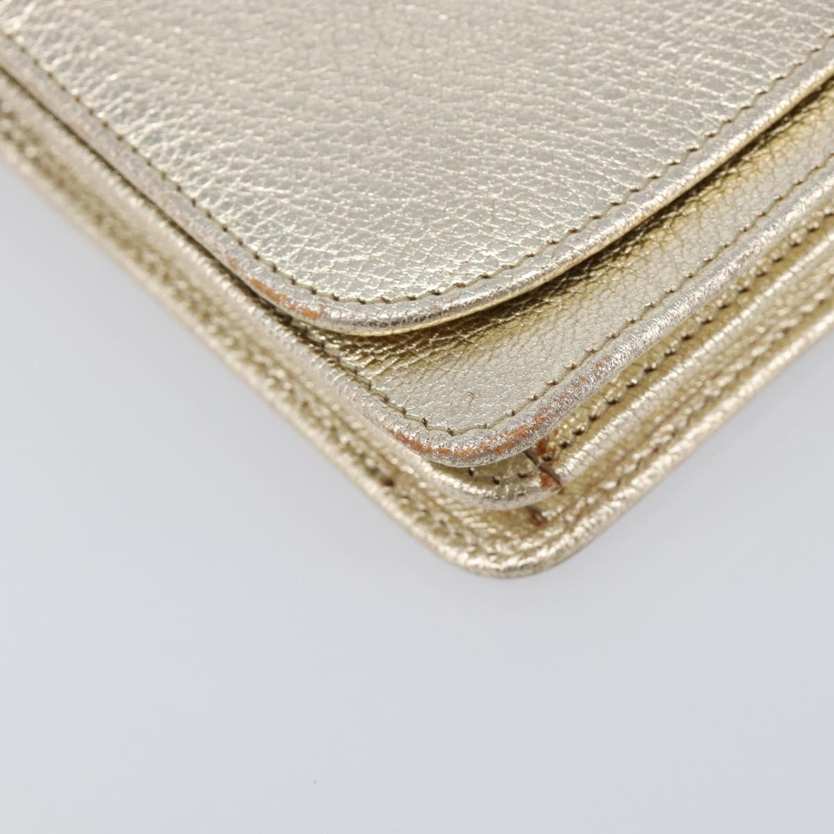 Miu Miu Chain Wallet Shoulder Bag Leather Gold Auth ka6046V