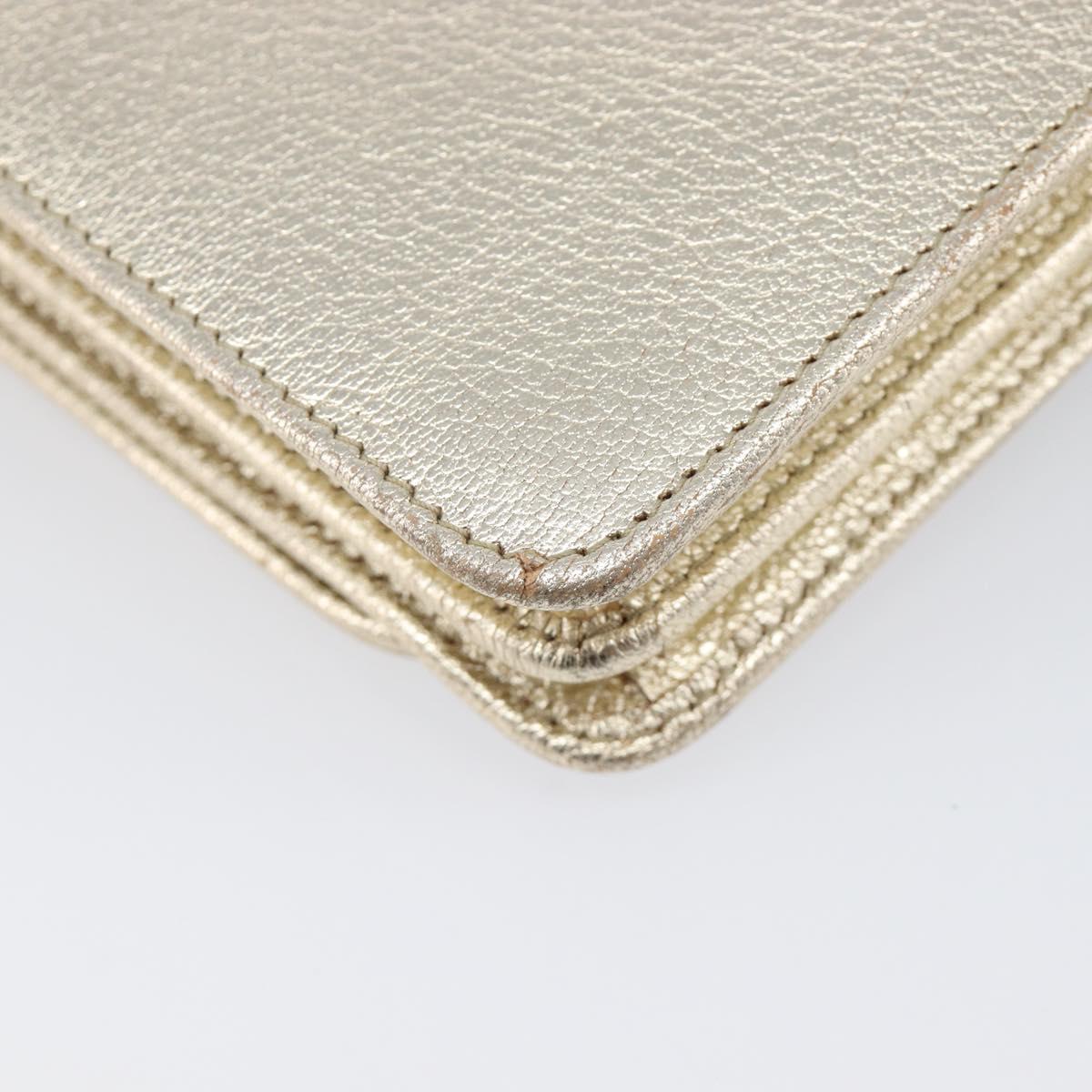 Miu Miu Chain Wallet Shoulder Bag Leather Gold Auth ka6046V