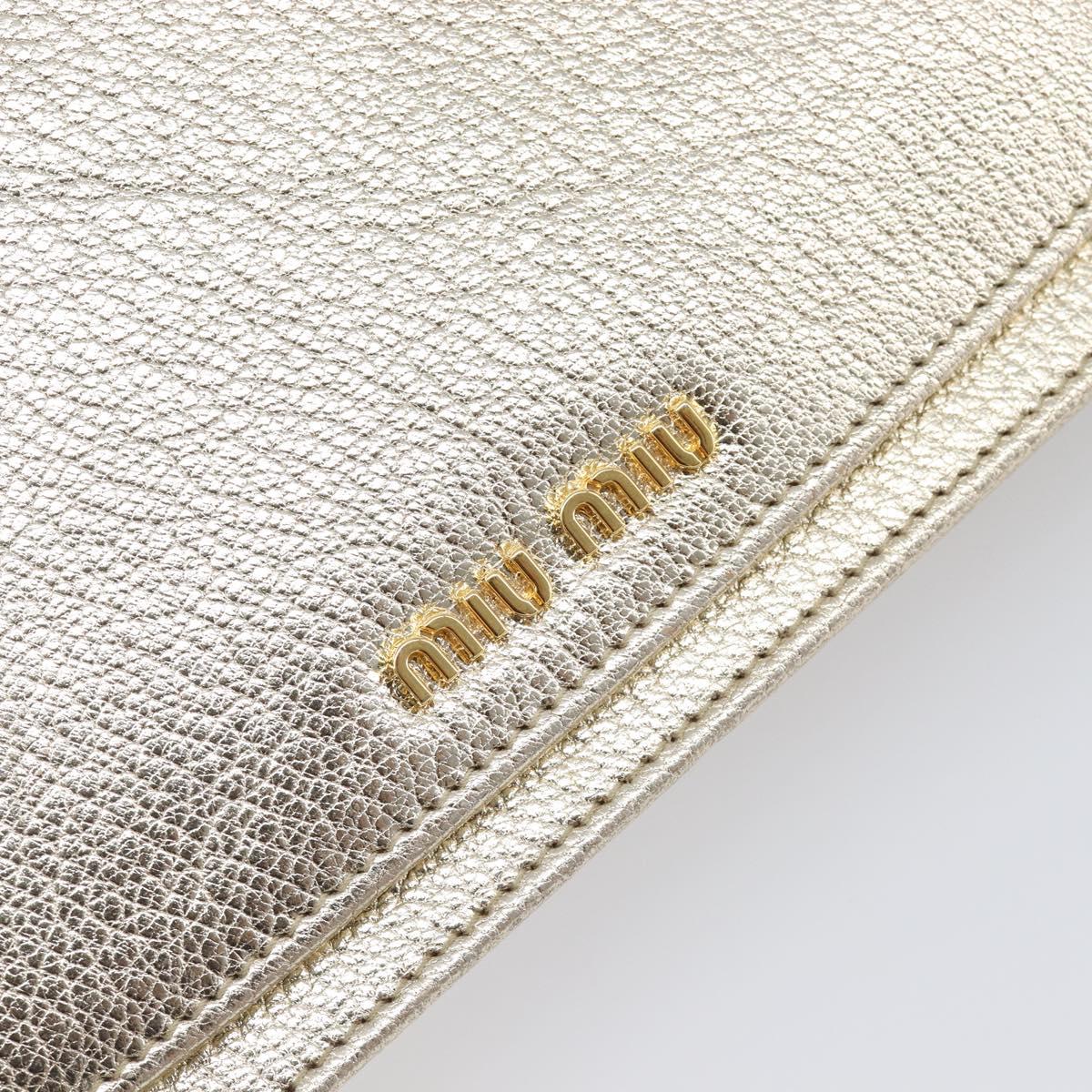Miu Miu Chain Wallet Shoulder Bag Leather Gold Auth ka6046V