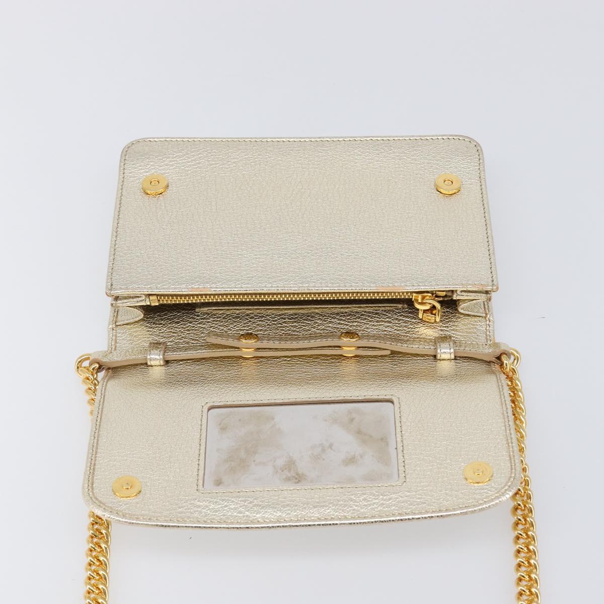 Miu Miu Chain Wallet Shoulder Bag Leather Gold Auth ka6046V