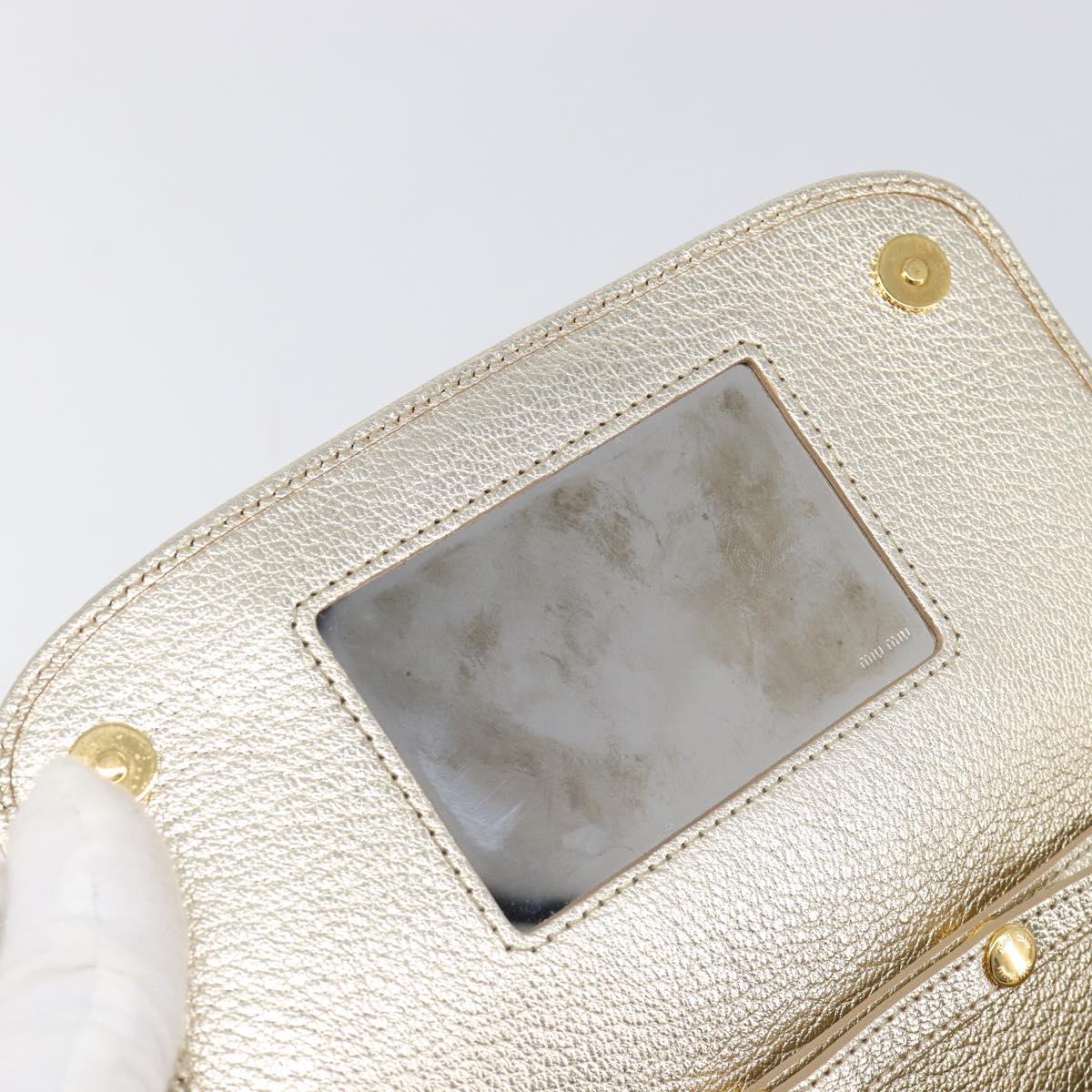 Miu Miu Chain Wallet Shoulder Bag Leather Gold Auth ka6046V