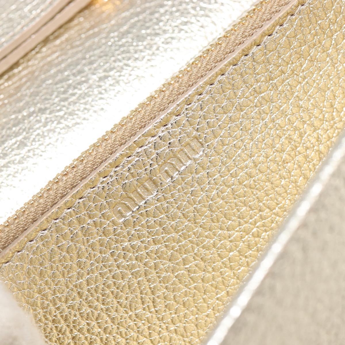 Miu Miu Chain Wallet Shoulder Bag Leather Gold Auth ka6046V