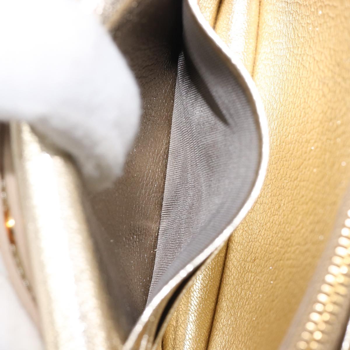 Miu Miu Chain Wallet Shoulder Bag Leather Gold Auth ka6046V