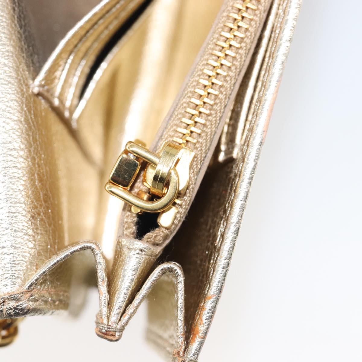 Miu Miu Chain Wallet Shoulder Bag Leather Gold Auth ka6046V
