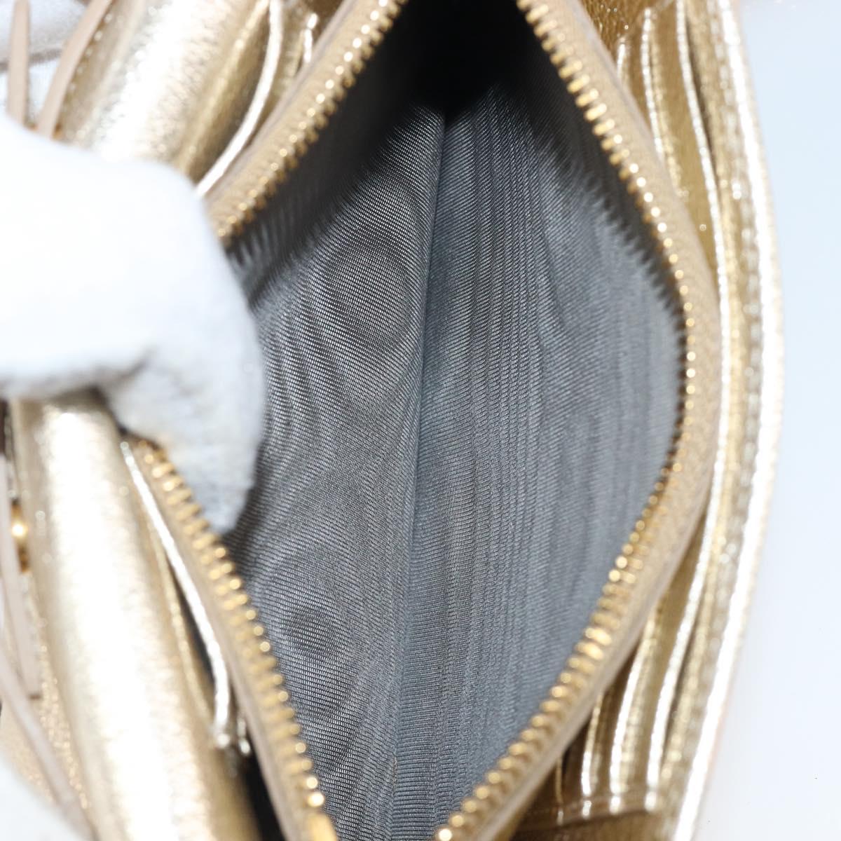 Miu Miu Chain Wallet Shoulder Bag Leather Gold Auth ka6046V