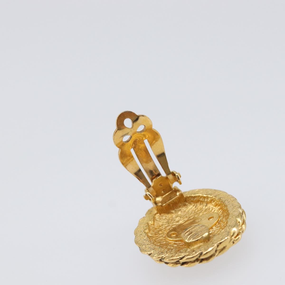 CHANEL Earring metal Gold Tone CC Auth ka6048