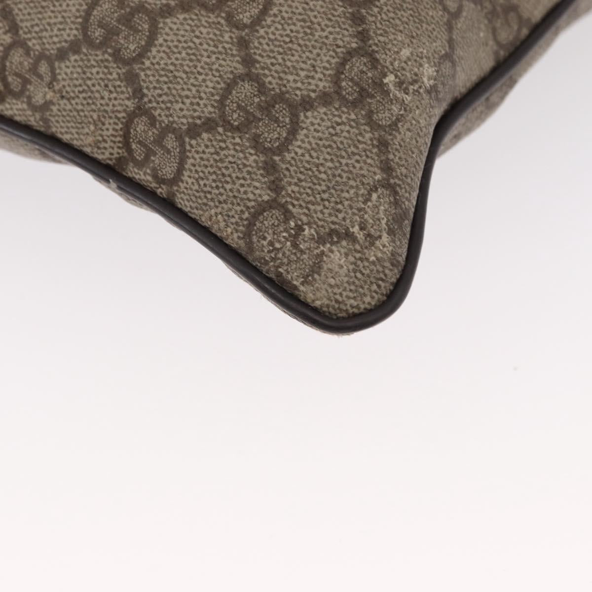 GUCCI GG Supreme Shoulder Bag PVC Beige Silver 141626 Auth ka605