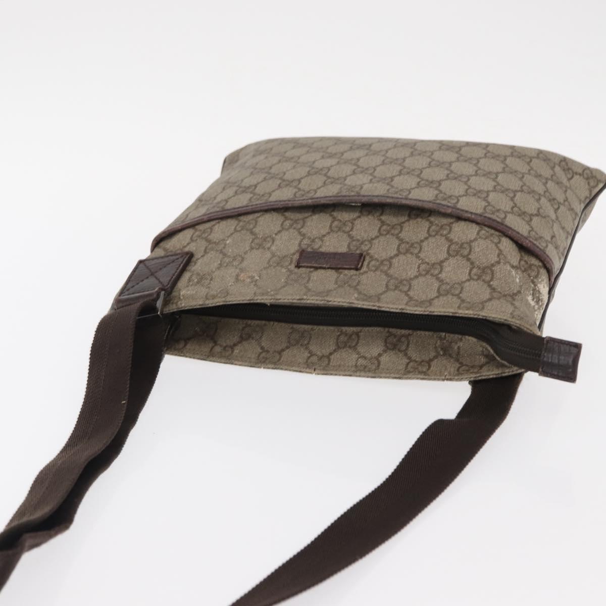 GUCCI GG Supreme Shoulder Bag PVC Beige Silver 141626 Auth ka605