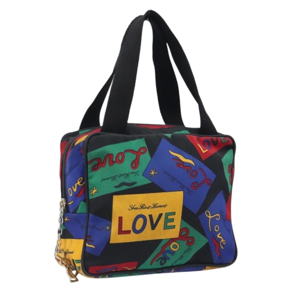 SAINT LAURENT Hand Bag Nylon Multicolor Gold Auth ka6053