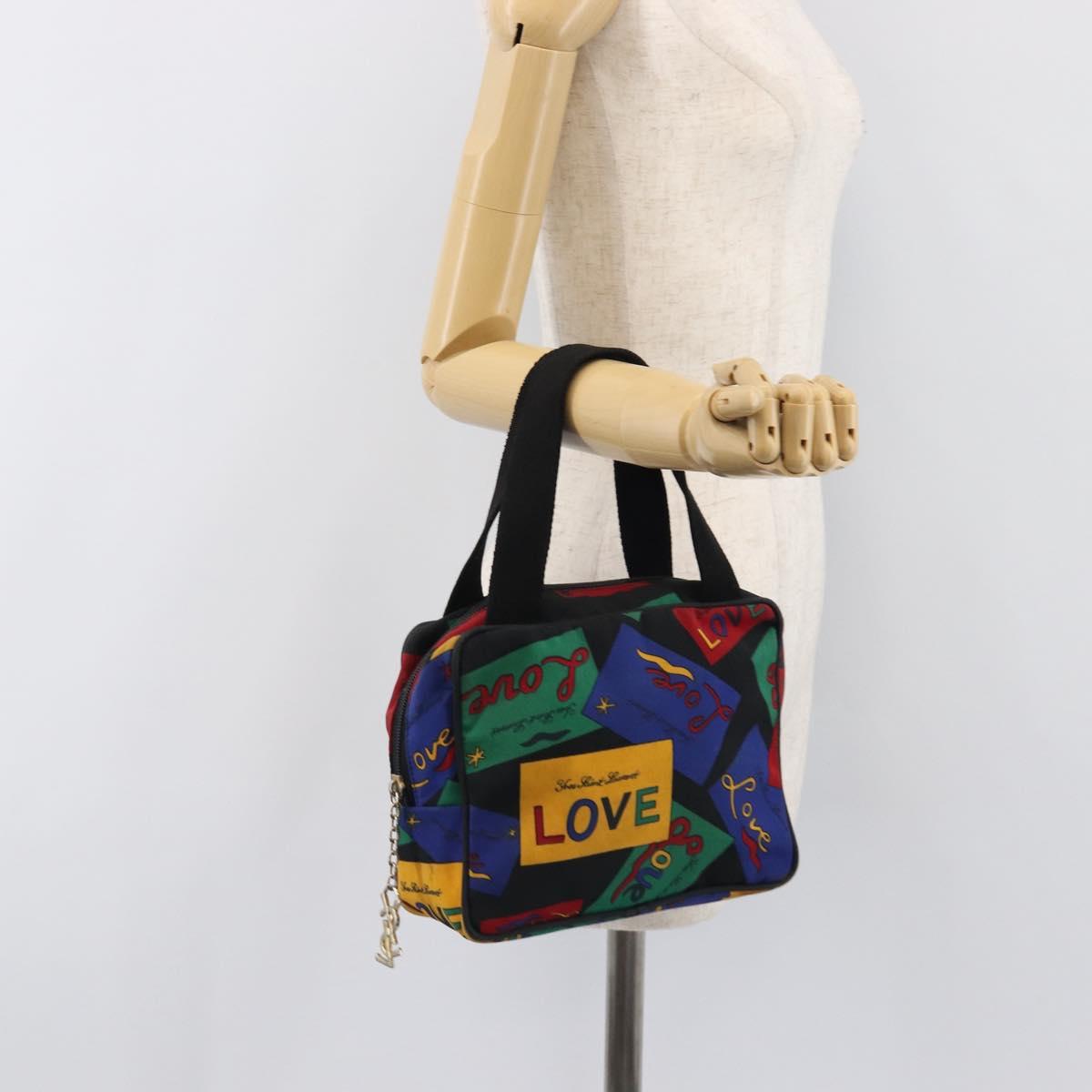 SAINT LAURENT Hand Bag Nylon Multicolor Gold Auth ka6053