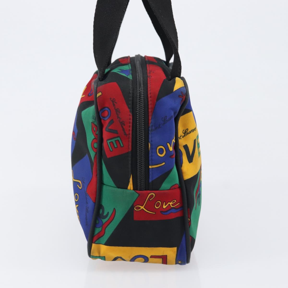 SAINT LAURENT Hand Bag Nylon Multicolor Gold Auth ka6053
