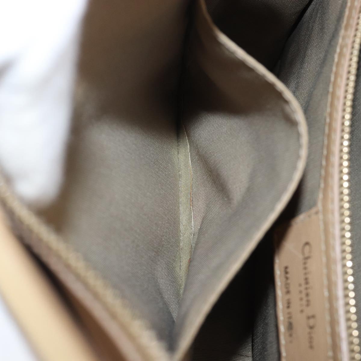 Christian Dior Lady Dior Canage Bag Coated Canvas Beige Gold Auth ka6054