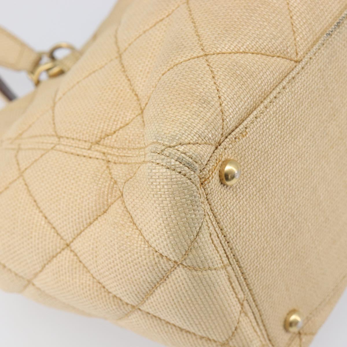 CHANEL Matelasse Tote Bag Raffia Beige Gold CC Auth ka6055A
