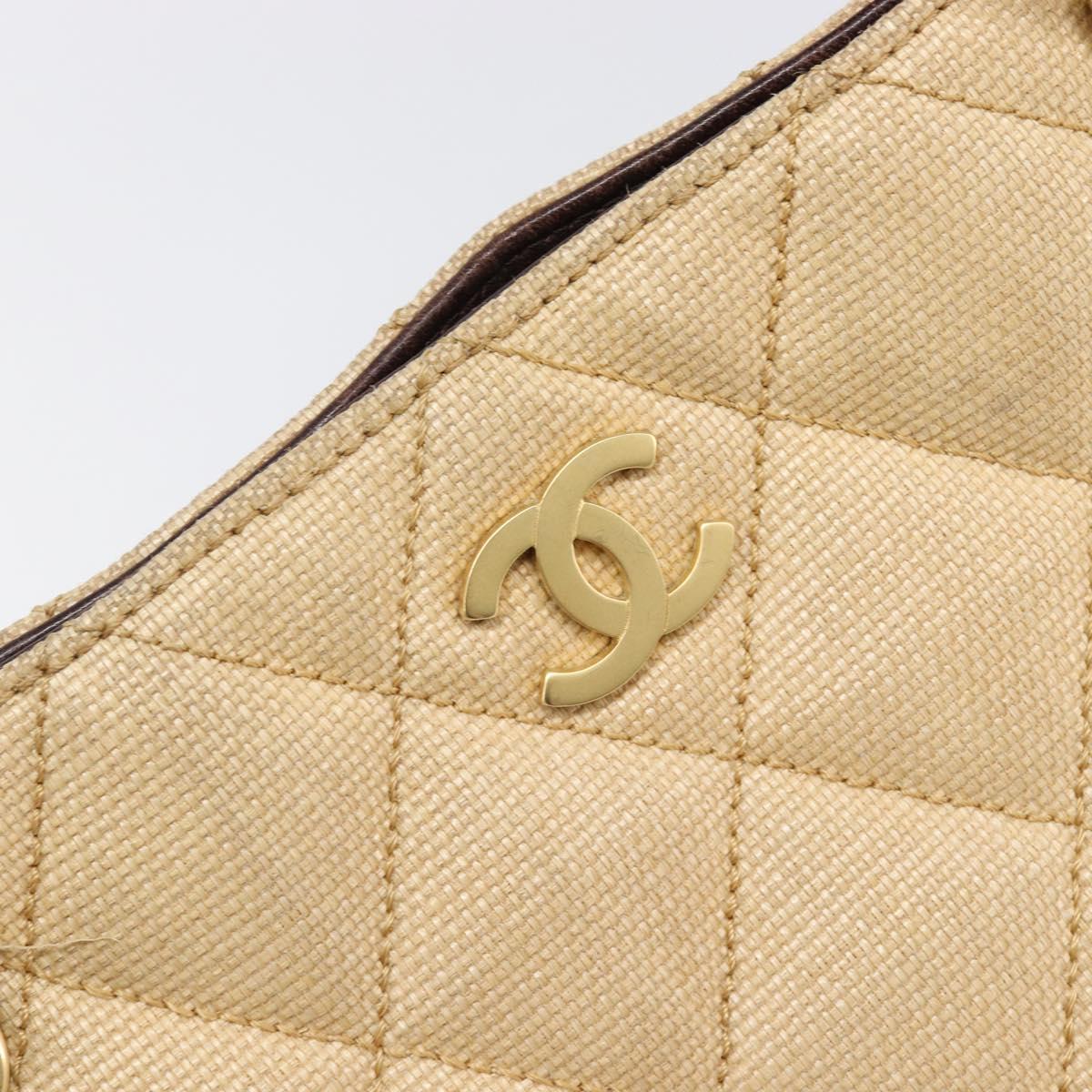 CHANEL Matelasse Tote Bag Raffia Beige Gold CC Auth ka6055A