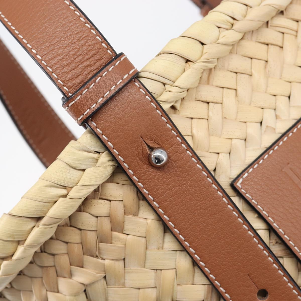 LOEWE Basket Bag Hand Bag Raffia Beige Auth ka6056V