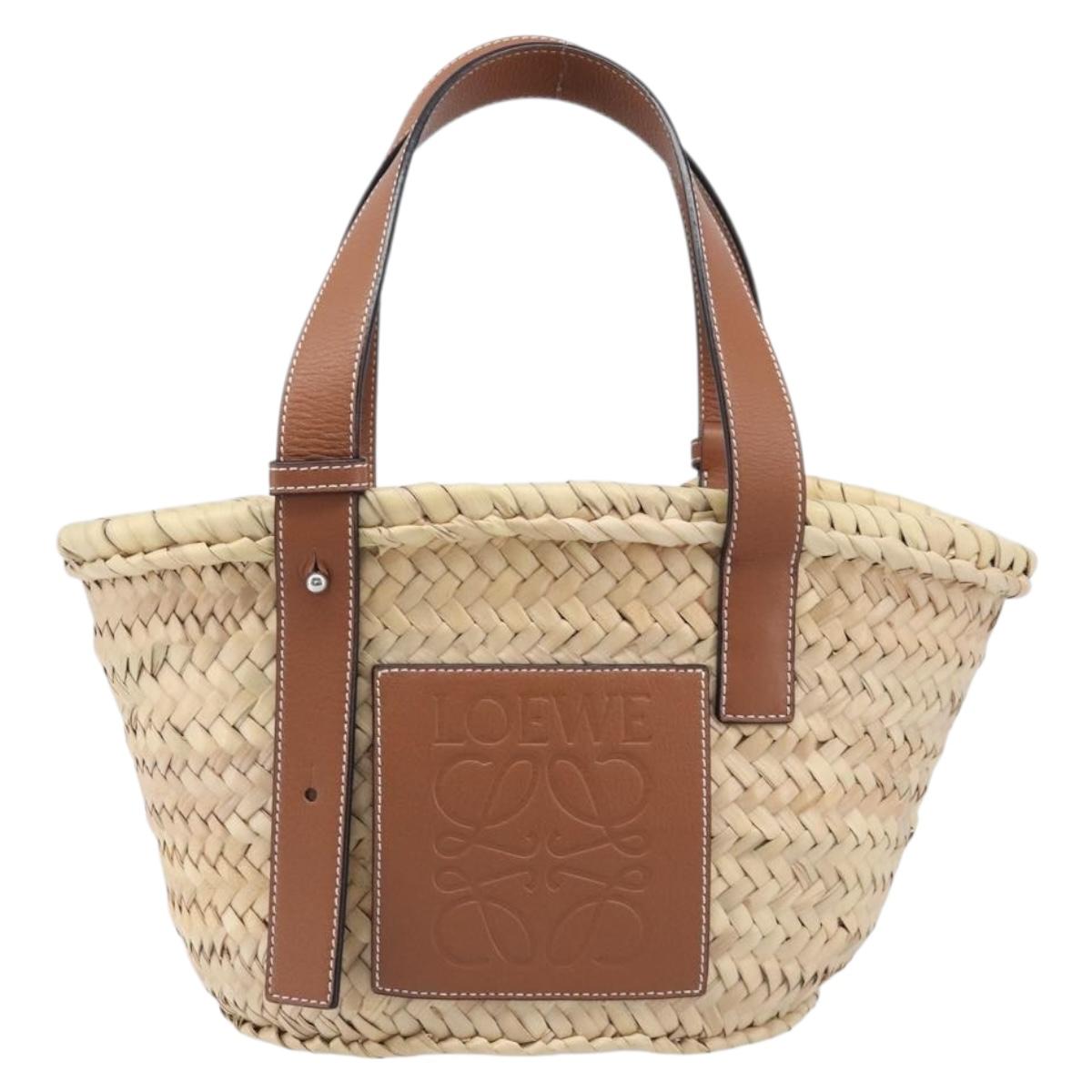 LOEWE Basket Bag Hand Bag Raffia Beige Auth ka6056V