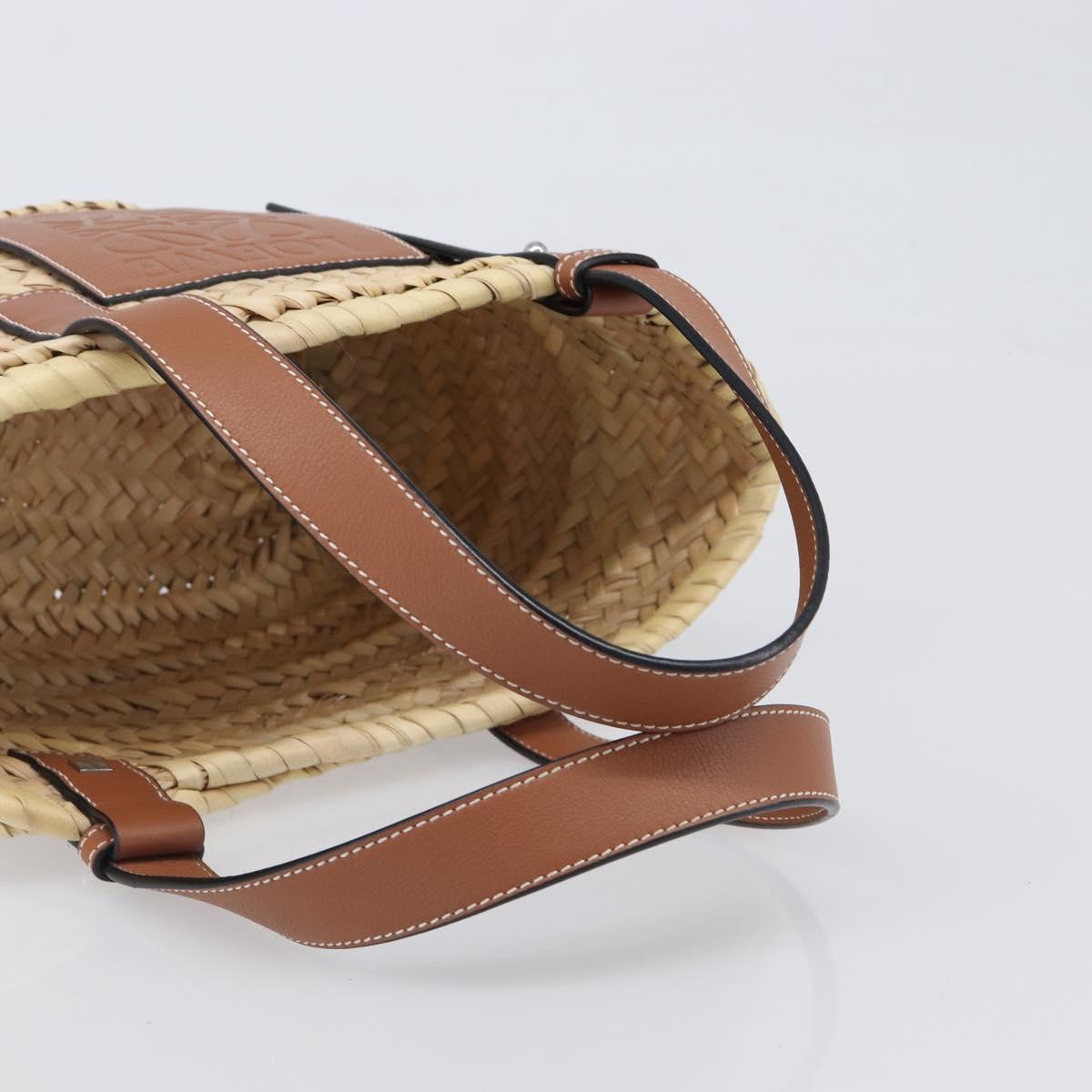 LOEWE Basket Bag Hand Bag Raffia Beige Auth ka6056V