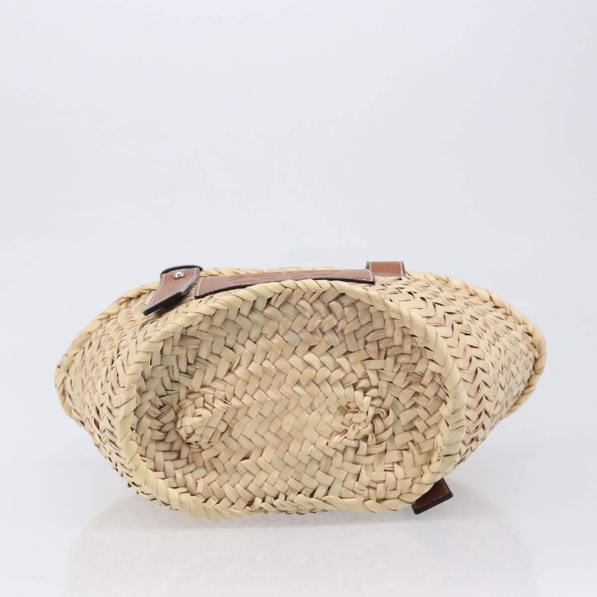 LOEWE Basket Bag Hand Bag Raffia Beige Auth ka6056V