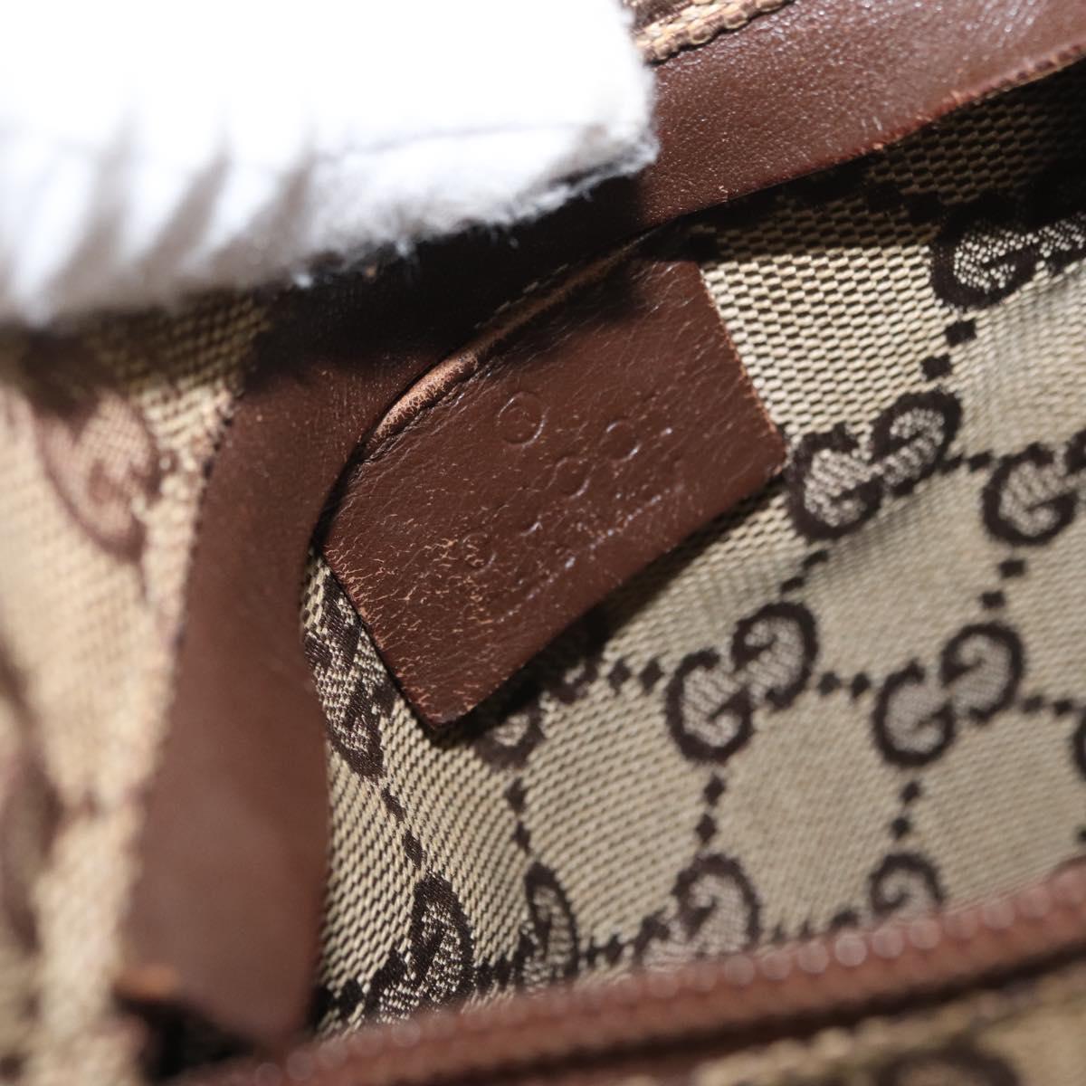 GUCCI GG Canvas Waist Bag Beige Silver 28566 Auth ka606