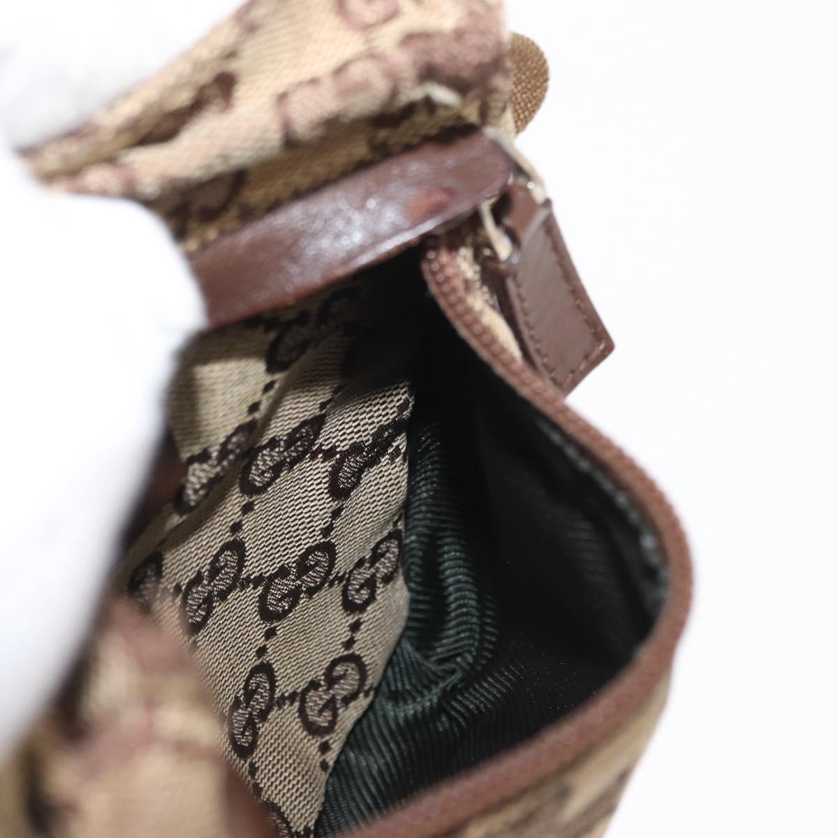 GUCCI GG Canvas Waist Bag Beige Silver 28566 Auth ka606