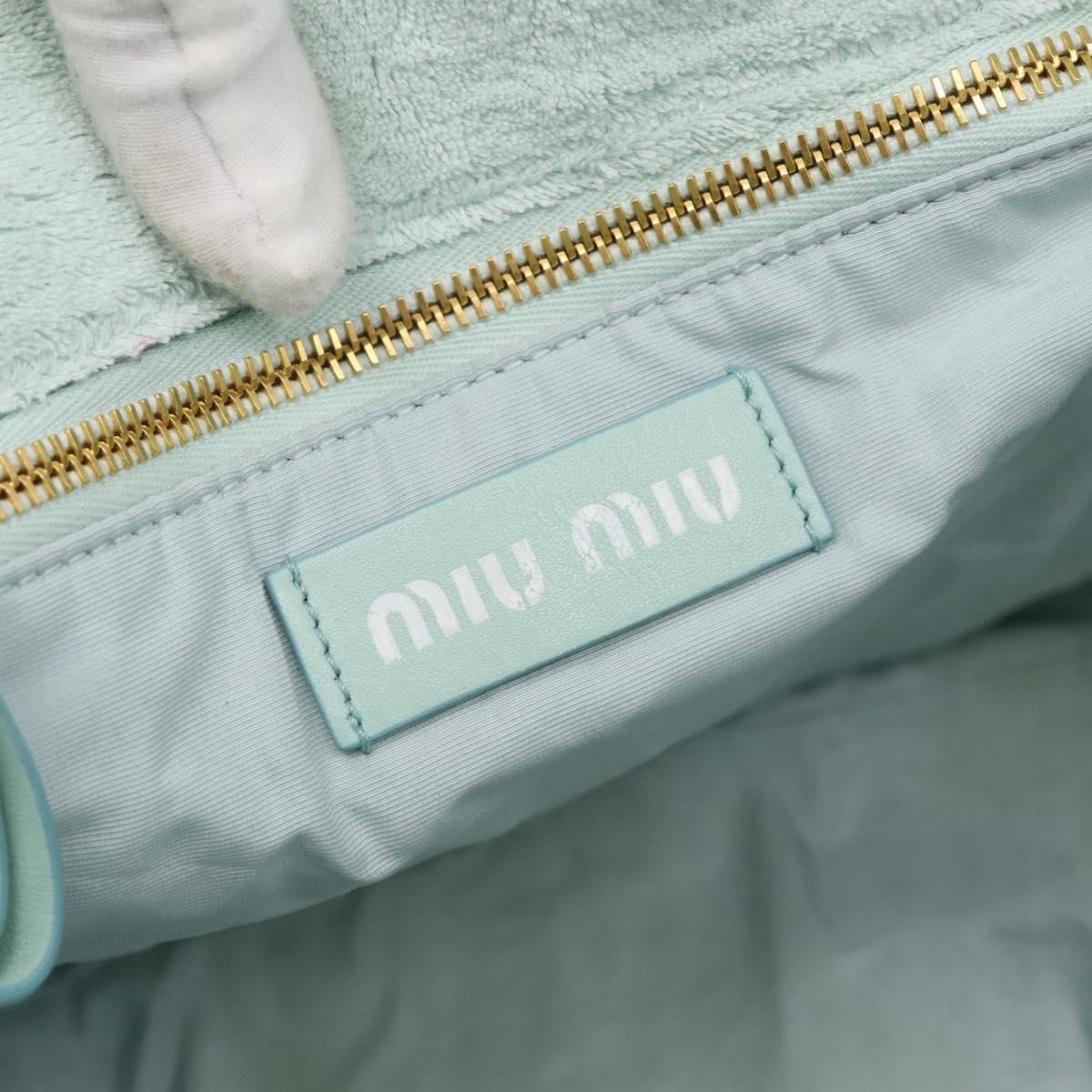 Miu Miu Hand Bag Pile 2way Light Blue Gold Tone Auth ka6060A
