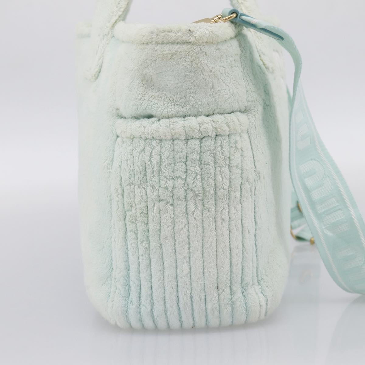 Miu Miu Hand Bag Pile 2way Light Blue Gold Tone Auth ka6060A