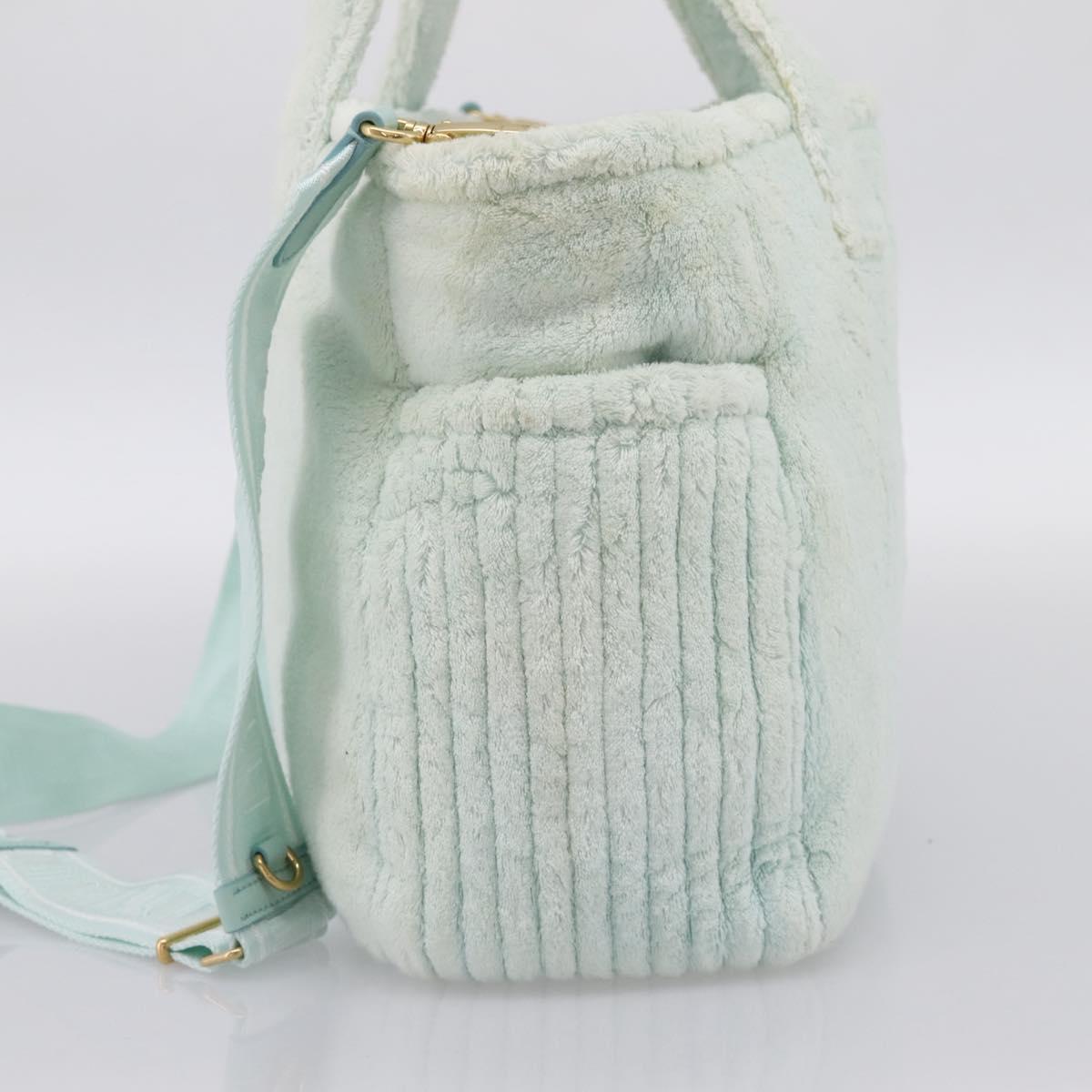 Miu Miu Hand Bag Pile 2way Light Blue Gold Tone Auth ka6060A