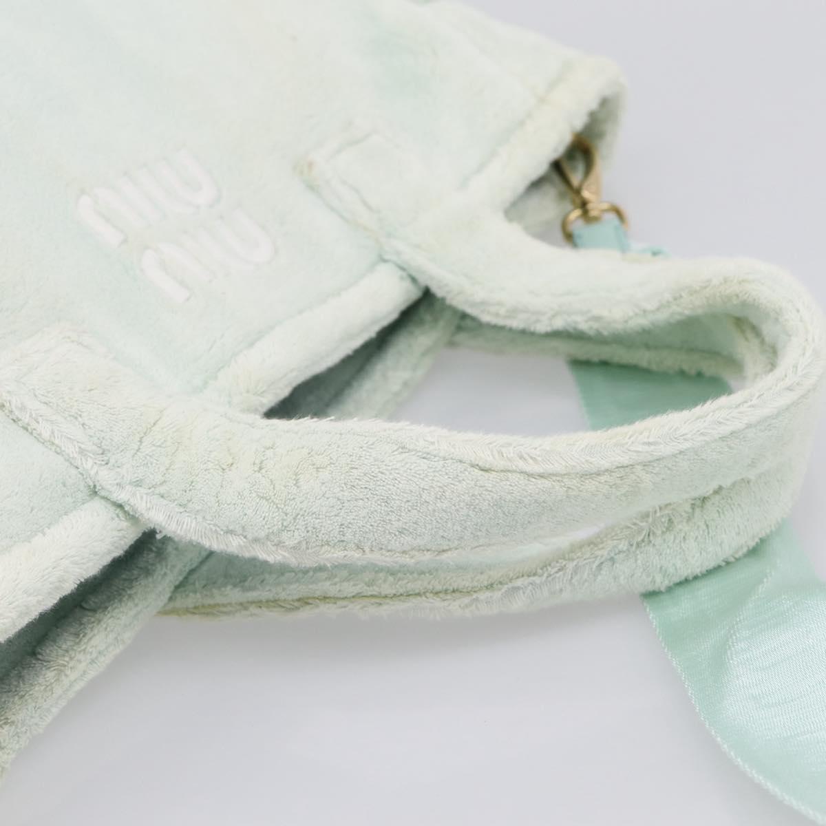 Miu Miu Hand Bag Pile 2way Light Blue Gold Tone Auth ka6060A