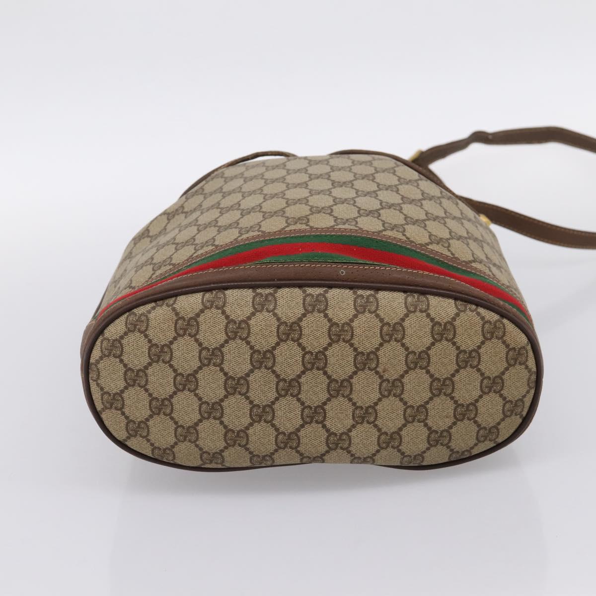 GUCCI GG Supreme Shoulder Bag PVC Beige Gold Tone 164 02 085 Auth ka6061