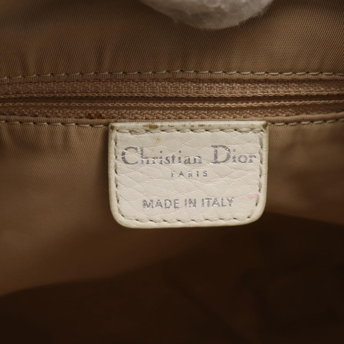 Christian Dior Trotter Canvas Shoulder Bag Beige Silver Auth ka6062A