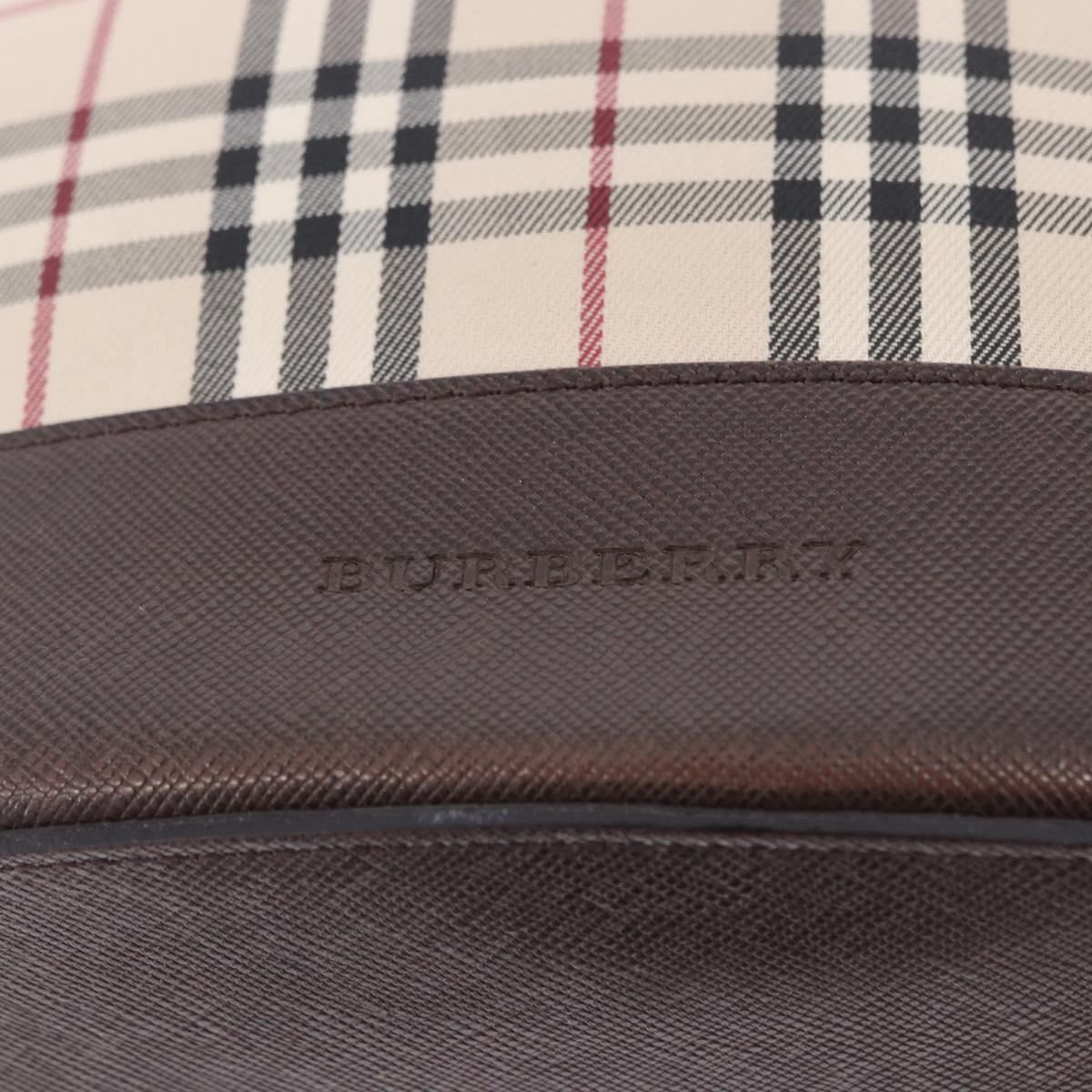 BURBERRY Nova Check Tote Bag Canvas Beige Silver Auth ka6063
