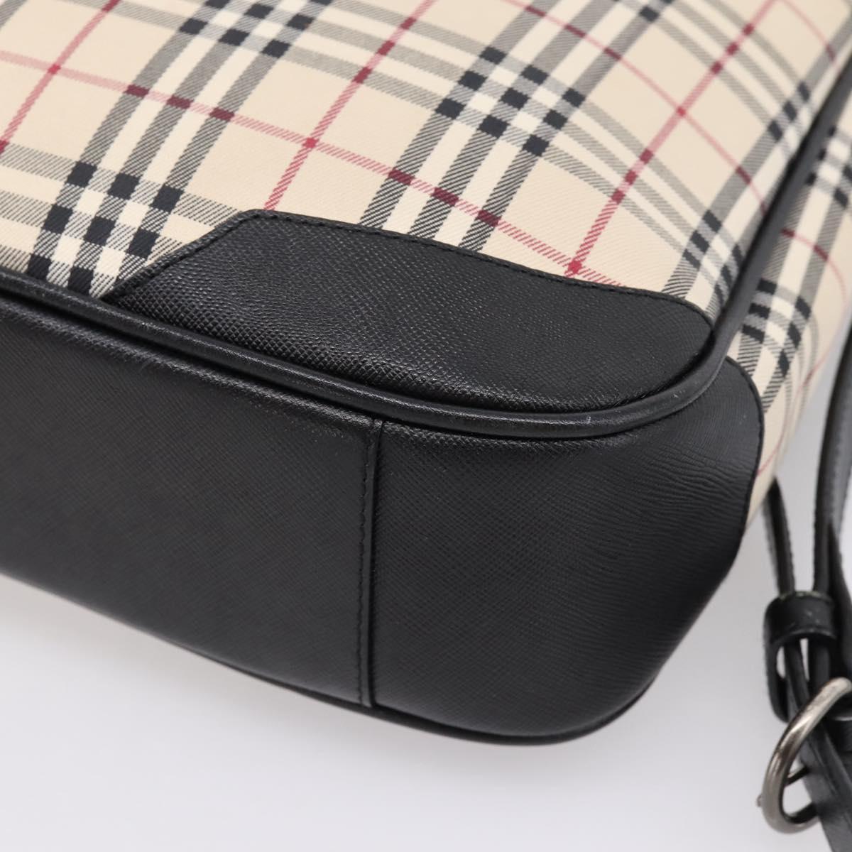 BURBERRY Nova Check Shoulder Bag Canvas Beige Silver Auth ka6064