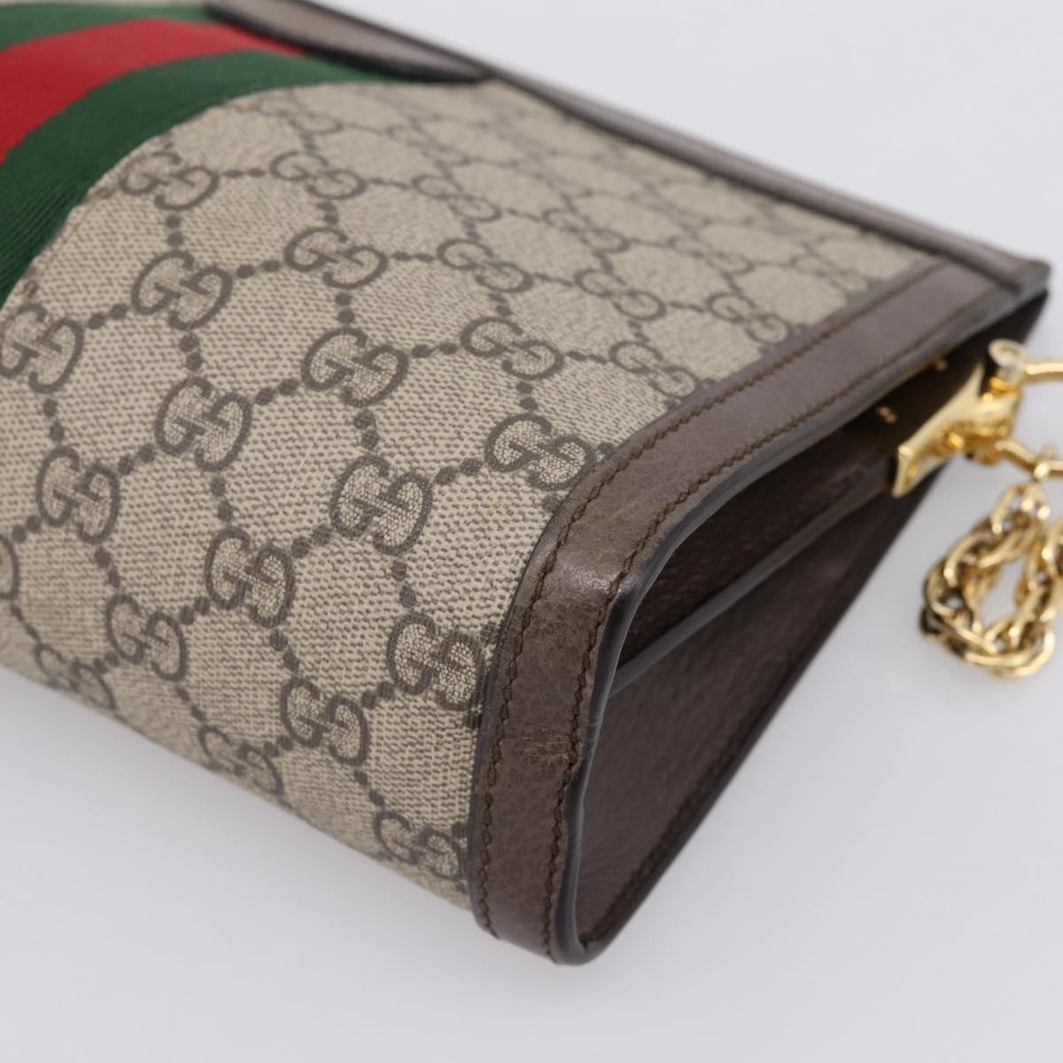 GUCCI GG Supreme Web Sherry Line Chain Shoulder Bag PVC 503877 Auth ka6065A