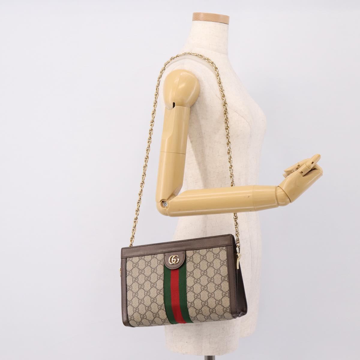 GUCCI GG Supreme Web Sherry Line Chain Shoulder Bag PVC 503877 Auth ka6065A