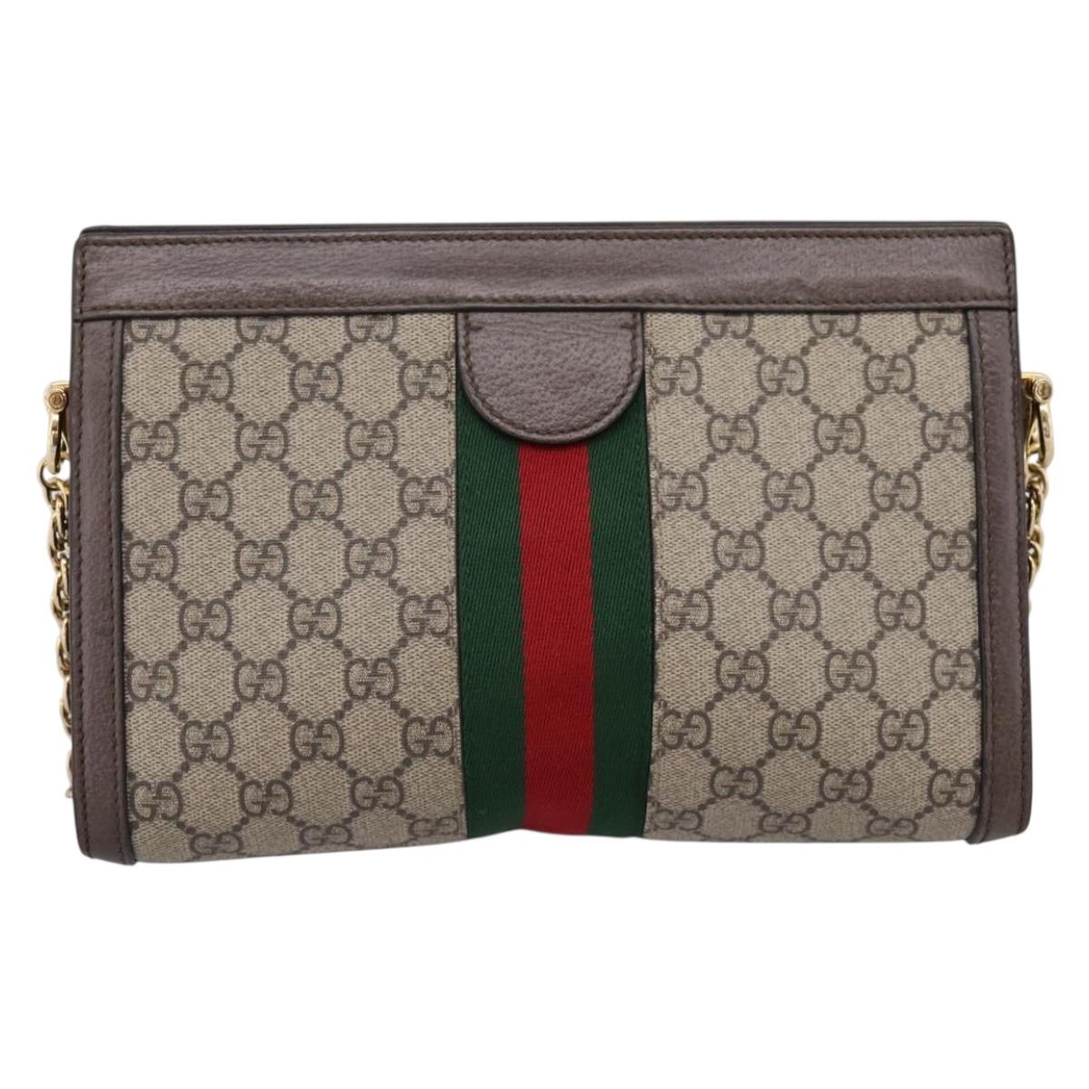 GUCCI GG Supreme Web Sherry Line Chain Shoulder Bag PVC 503877 Auth ka6065A
