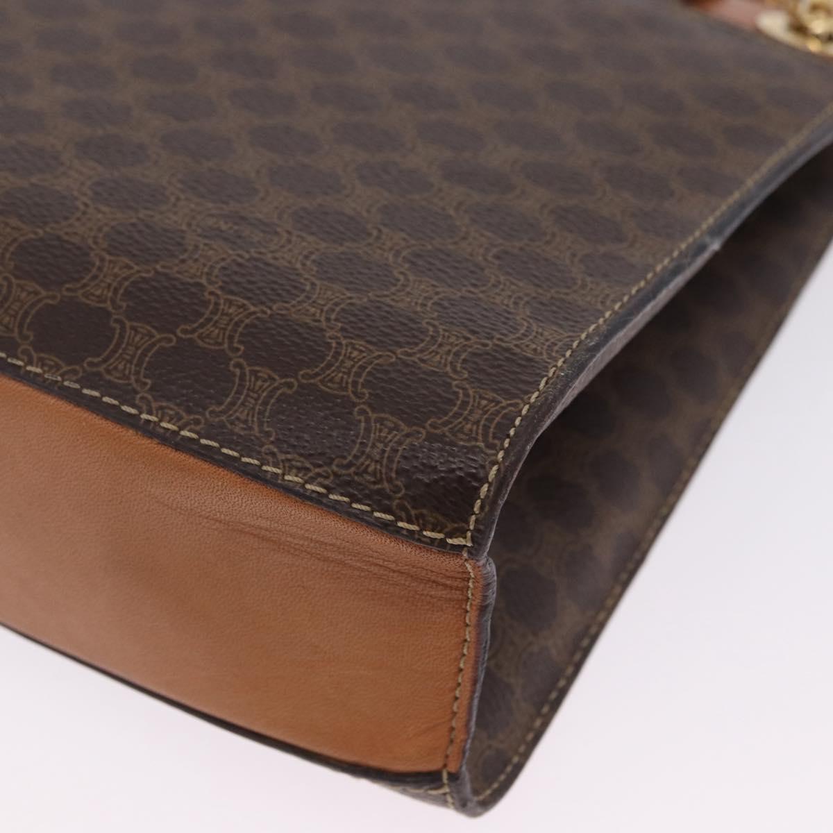 CELINE Macadam Chain Shoulder Bag PVC Leather Brown Gold Auth ka6066