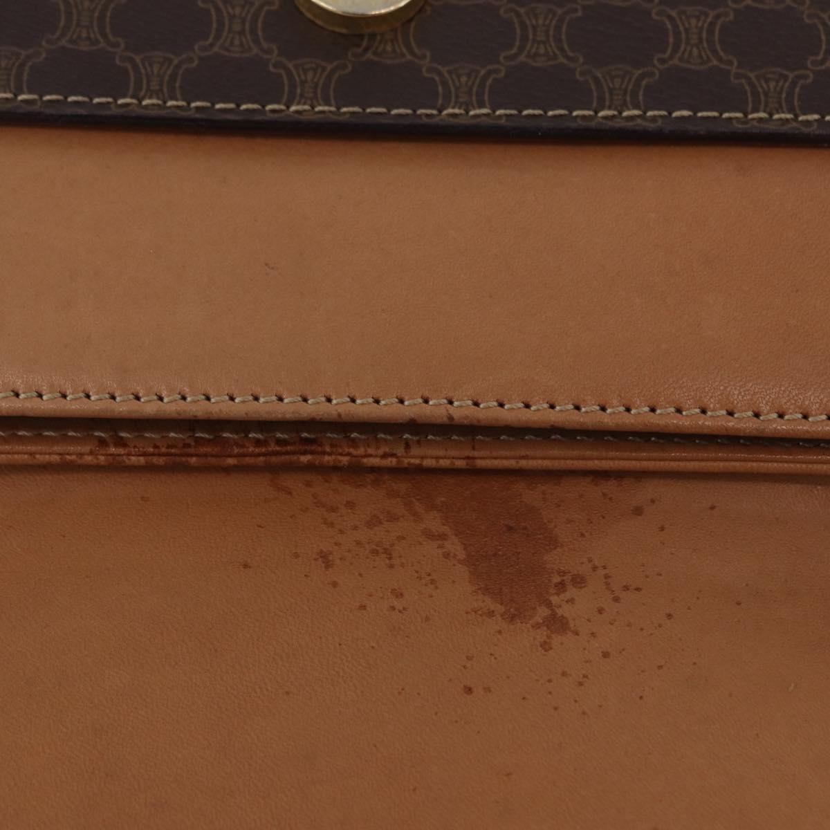 CELINE Macadam Chain Shoulder Bag PVC Leather Brown Gold Auth ka6066