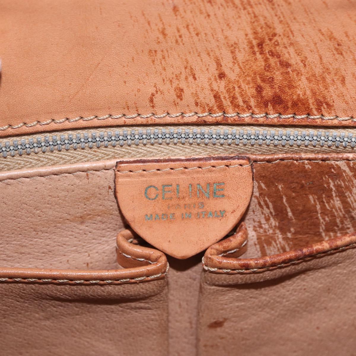 CELINE Macadam Chain Shoulder Bag PVC Leather Brown Gold Auth ka6066