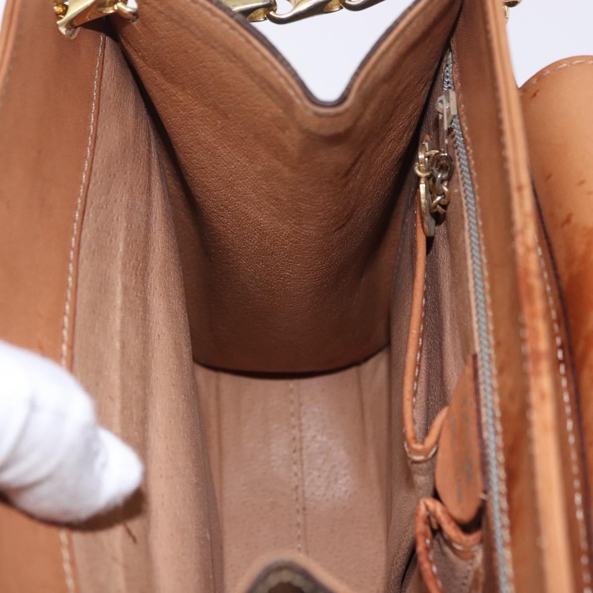 CELINE Macadam Chain Shoulder Bag PVC Leather Brown Gold Auth ka6066