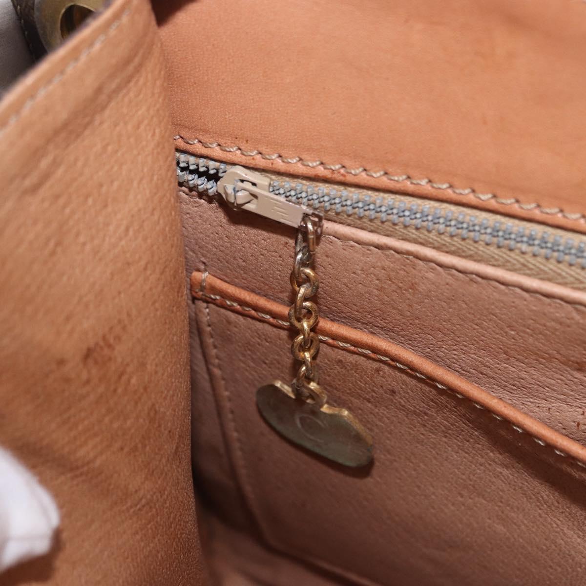 CELINE Macadam Chain Shoulder Bag PVC Leather Brown Gold Auth ka6066