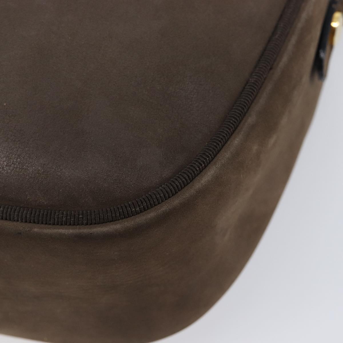 Salvatore Ferragamo Vala Shoulder Bag Suede Brown Gold Tone Auth ka6067