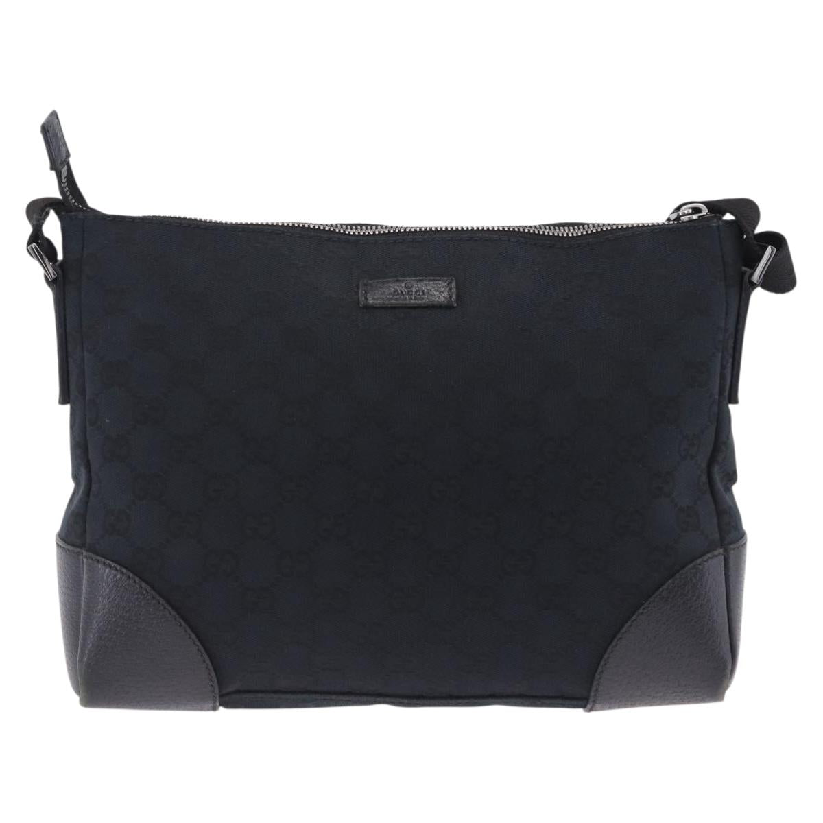 GUCCI GG Canvas Shoulder Bag Black Silver 114273 Auth ka6068