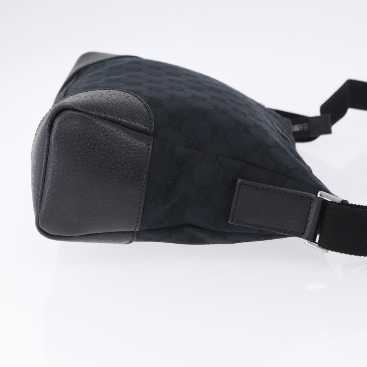 GUCCI GG Canvas Shoulder Bag Black Silver 114273 Auth ka6068