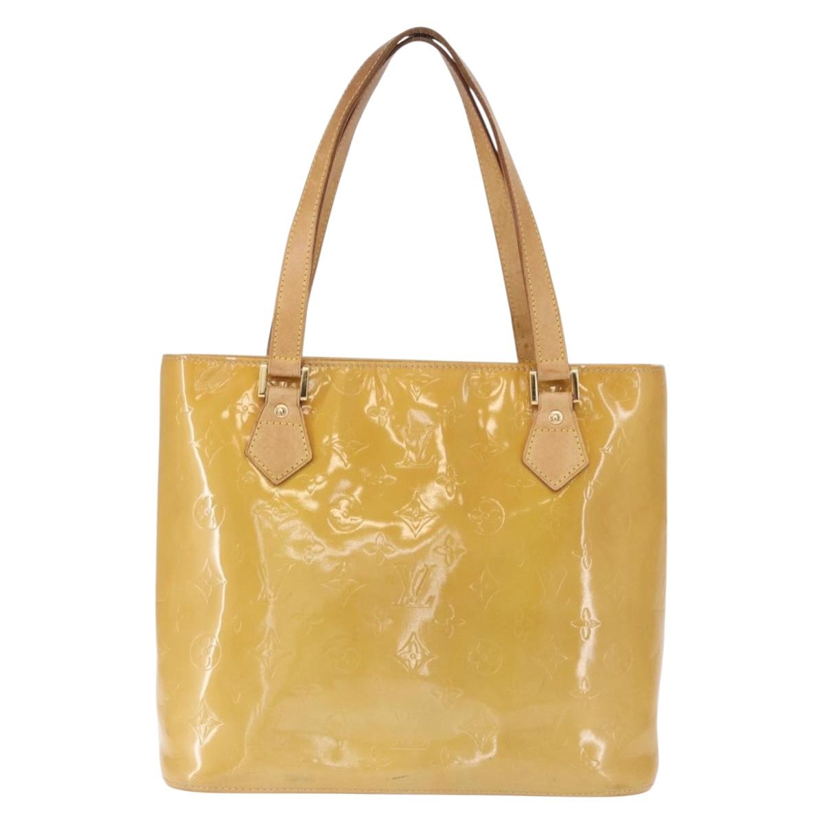 LOUIS VUITTON Monogram Vernis Houston Hand Bag Beige M91004 LV Auth ka607