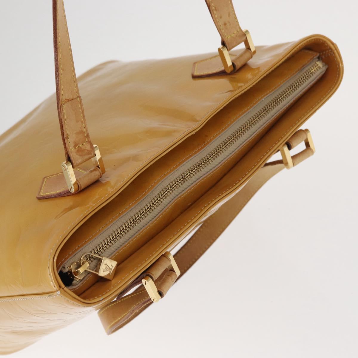 LOUIS VUITTON Monogram Vernis Houston Hand Bag Beige M91004 LV Auth ka607