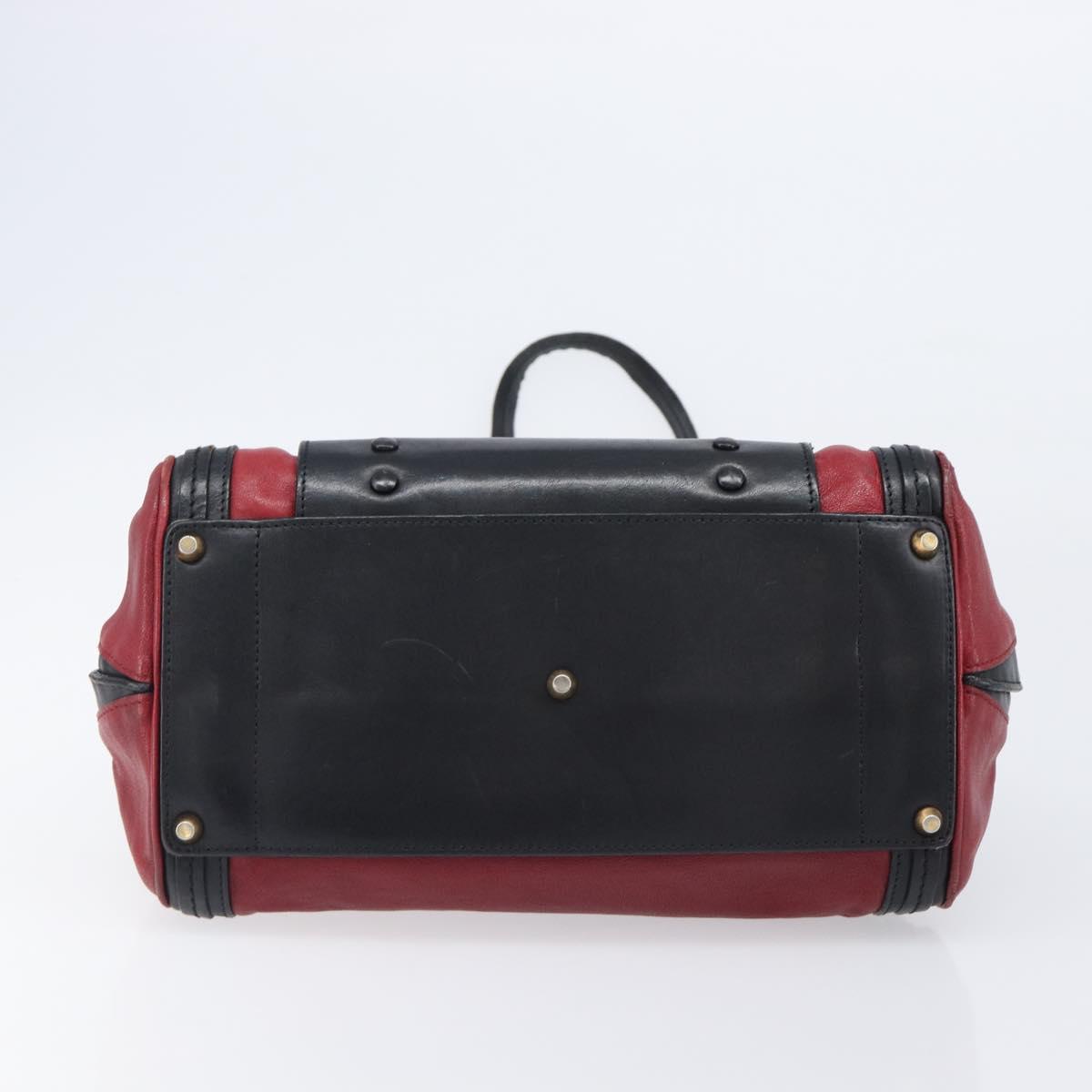 Chloe Alice Hand Bag Leather 2way Red Gold Tone Auth ka6070