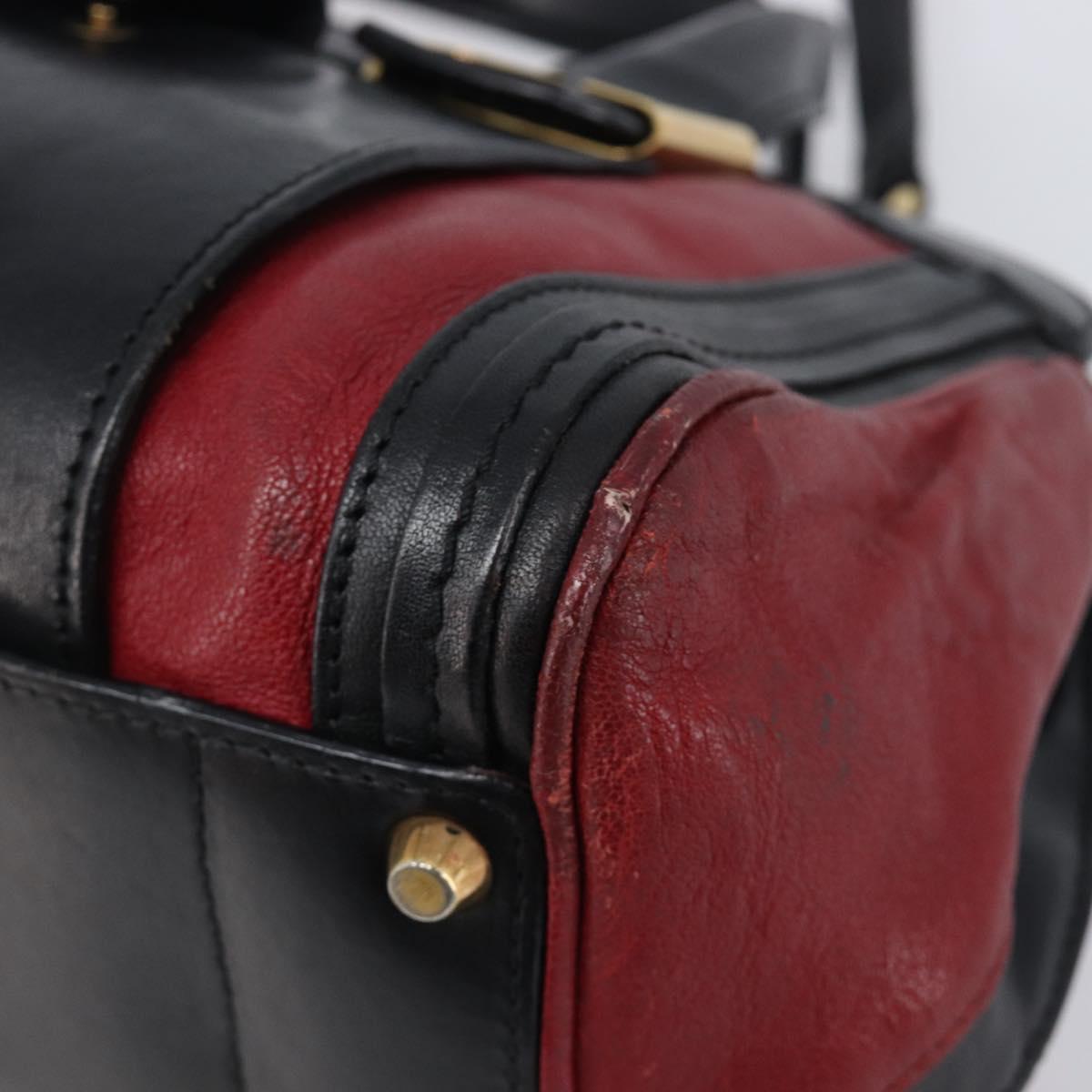Chloe Alice Hand Bag Leather 2way Red Gold Tone Auth ka6070