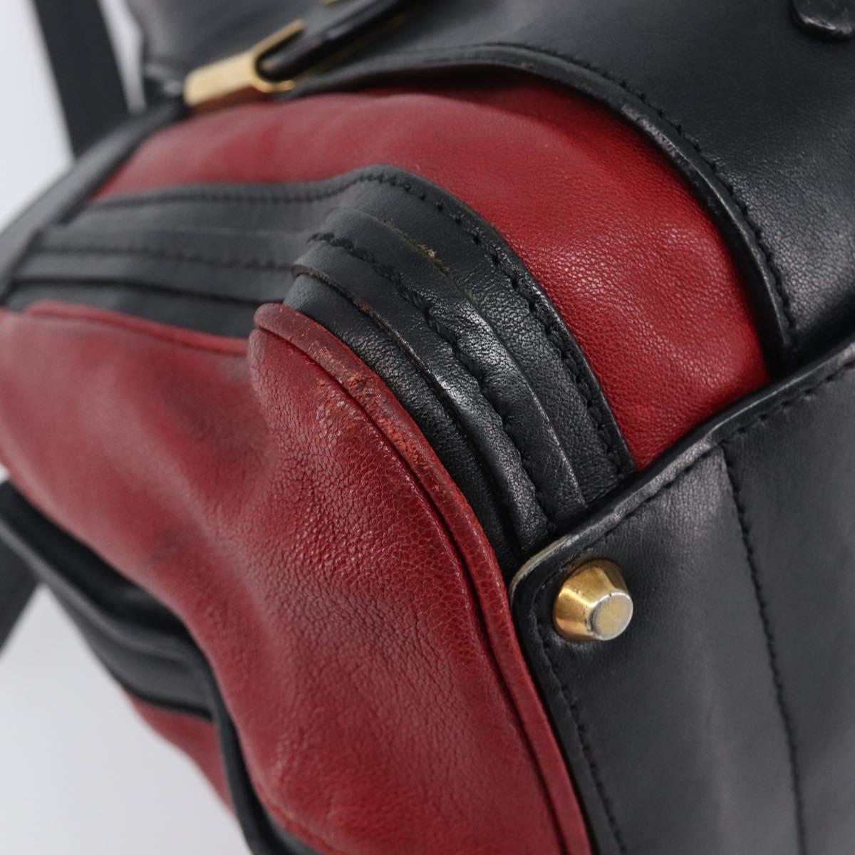 Chloe Alice Hand Bag Leather 2way Red Gold Tone Auth ka6070