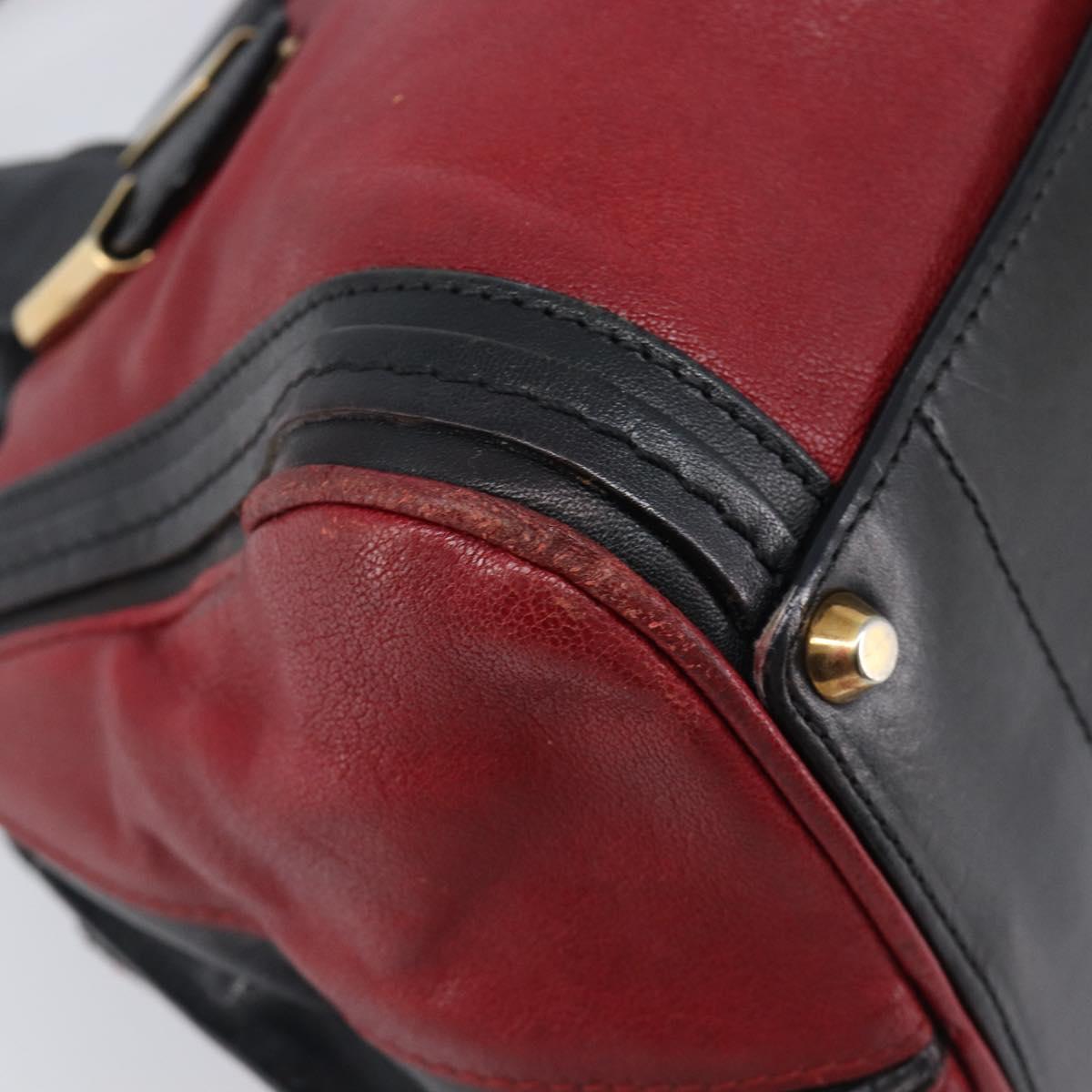 Chloe Alice Hand Bag Leather 2way Red Gold Tone Auth ka6070